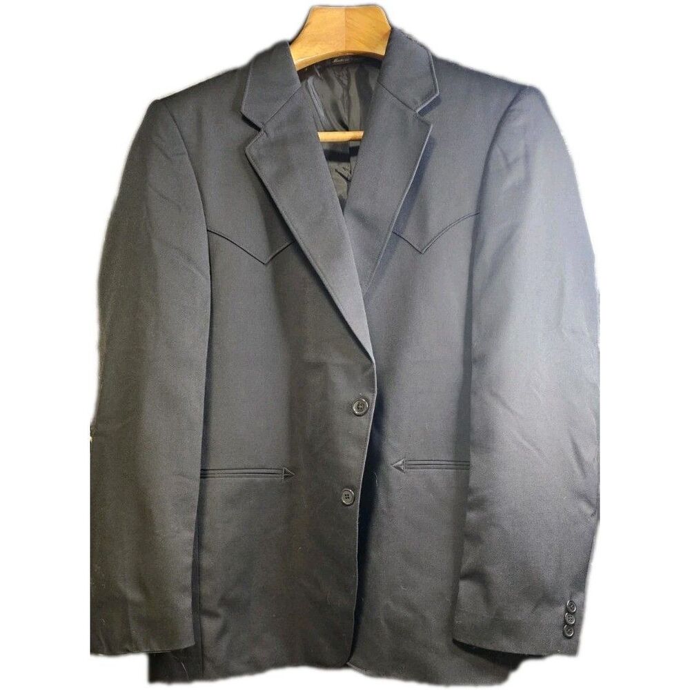Circle S Dallas Texas Western Suit Jacket Mens 44R Black Ranch Blazer
